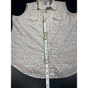 Wrangler Wrancher Womens Sleeveless Western Floral Snap Shirt Cream Red  L